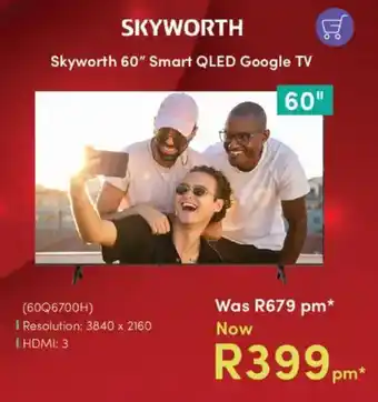 Teljoy Skyworth 60" Smart QLED Google TV offer