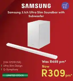 Teljoy Samsung 3.1ch Ultra Slim Soundbar with Subwoofer offer