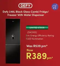 Teljoy Defy Black Glass Combi Fridge/ Freezer With Water Dispenser offer