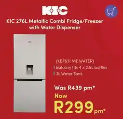 Teljoy KIC Metallic Combi Fridge/ Freezer with Water Dispenser offer