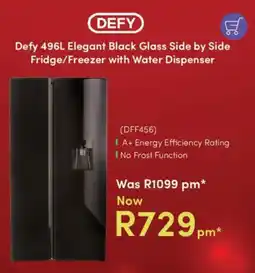 Teljoy Defy Elegant Black Glass Side by Side Fridge/ Freezer with Water Dispenser offer