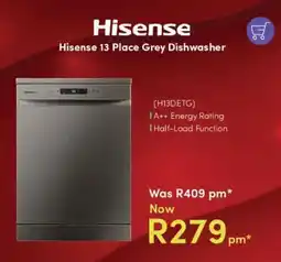 Teljoy Hisense 13 Place Grey Dishwasher offer