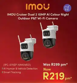 Teljoy IMOU Cruiser Dual 2 10MP AI Colour Night Outdoor P&T Wi-Fi Camera offer