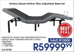 Hirsch's Tempur Queen Motion Max Adjustable Base Set offer