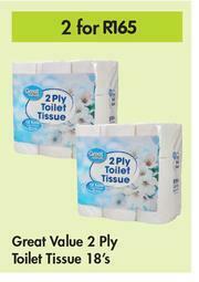 Game Great Value 2 Ply Toilet Tissue-For 2 x 18's Pack offer