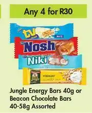 Game Jungle Energy Bars 40g Or Beacon Chocolate Bars Assorted-For Any 4 x 40/58g offer