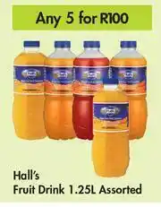 Game Hall's Fruit Drink Assorted-For Any 5 x 1.25Ltr offer