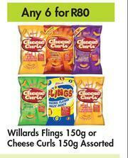 Game Willards Flings 150g Or Cheese Curls 150g Assorted-For Any 6 offer