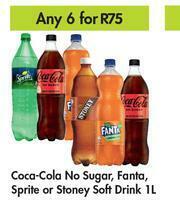 Game Coca Cola No Sugar, Fanta, Sprite Or Stoney Soft Drink-For Any 6 x 1Ltr offer