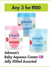 Game Johnson's Baby Aqueous Cream Or Jelly Assorted-For Any 3 x 500ml offer