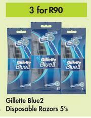 Game Gillette Blue 2 Disposable Razors 5's-For 3 offer