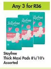 Game Stayfree Thick Maxi Pads Assorted-For Any 3 x 8's/10's offer