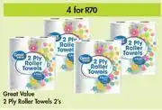 Game Great Value 2 Ply Roller Towels-For 4 x 2's offer