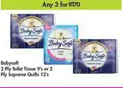 Game Babysoft 2 Ply Toilet Tissue 9's Or 2 Ply Supreme Quilts 12's-For Any 3 offer