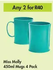 Game Miss Molly Mugs 4 Pack-For 2 x 450ml offer