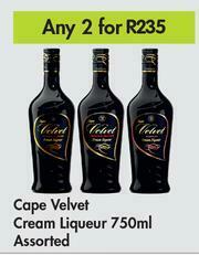 Cape Velvet Cream Liqueur Assorted- For Any 2 x 750ml