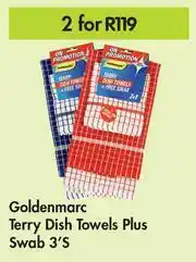 Goldenmarc Terry Dish Towels Plus Swab-For 2 x 3's Pack