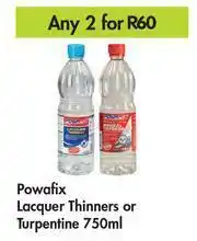 Game Powafix Lacquer Thinners Or Turpentine-For Any 2 x 750ml offer