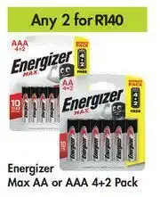 Game Energizer Max AA Or AAA 4+2 Pack-For Any 2 offer