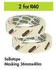 Game Sellotape Masking-For 2 x 36mm x 40m offer