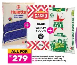 Game Huletts Sunsweet Brown Sugar 8 kg + Sasko Cake Wheat Flour 5 kg + White Star Super Maize Meal 5 kg offer