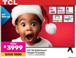 Game TCL 43 2K QLED Smart Google TV (43S5K) offer