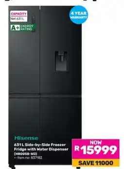Game Hisense 631 L Side-by-Side Freezer Fridge with Water Dispenser (H800SB-WD) offer