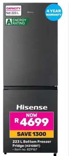Game Hisense 223 L Bottom Freezer Fridge (H310BIT) offer