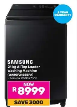 Game Samsung 21 kg AI Top Loader Washing Machine offer