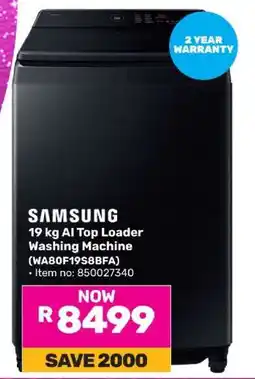 Game Samsung 19 kg AI Top Loader Washing Machine offer