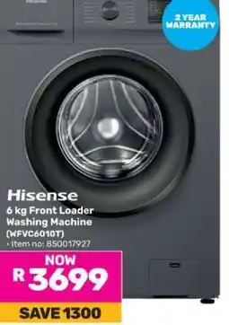 Game Hisense 6 kg Front Loader Washing Machine (WFC6010T) offer