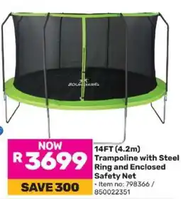 Game 14FT (4.2m) Trampoline with Steel Ring and Enclosed Safety Net offer