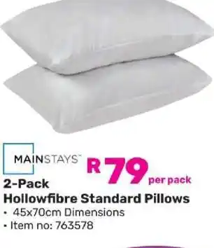 Game Mainstays 2-Pack Hollowfibre Standard Pillows offer
