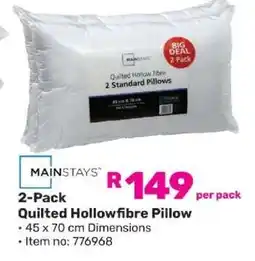Game Mainstays 2-Pack Quilted Hollowfibre Pillow offer