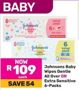 Game Johnsons Baby Wipes Gentle All Over OR Extra Sensitive 6-Packs offer
