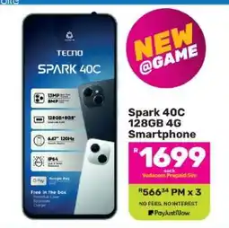 Game Spark 40C 128GB 4G Smartphone offer