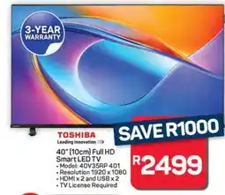 Pick n Pay Hypermarket Toshiba 40 Full HD Smart LED TV offer