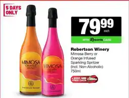 Spar Tops Robertson Winery Mimosa Berry or Orange Infused Sparkling Spritzer offer