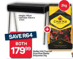 Pick n Pay Hypermarket Stellar Midi Charcoal Braai Plus Charka Briquettes 2kg offer