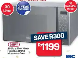 Pick n Pay Hypermarket DEFY 30 Litre Silver Mirror Finish Electronic Microwave Oven offer
