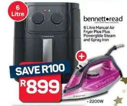 Pick n Pay Hypermarket Bennett Read 6 Litre Manual Air Fryer Plus Powerglide Steam and Spray Iron offer