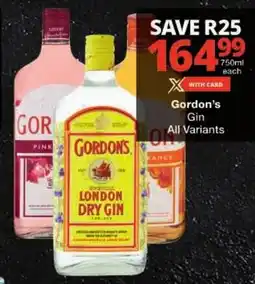 Checkers Gordon's Gin All Variants offer