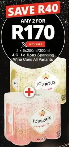 Checkers J.C. Le Roux Sparkling Wine Cans All Variants offer