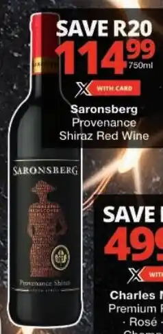 Checkers Saronsberg Provenance Shiraz Red Wine offer