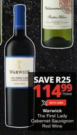 Checkers Warwick The First Lady Cabernet Sauvignon Red Wine offer