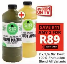 Checkers Sir Fruit 100% Fruit Juice Blend All Variants offer