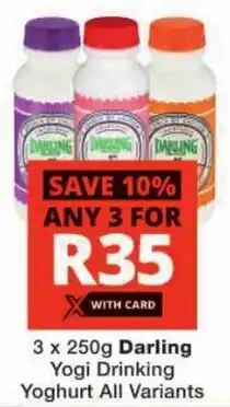 Checkers Darling Yogi Drinking Yoghurt All Variants offer