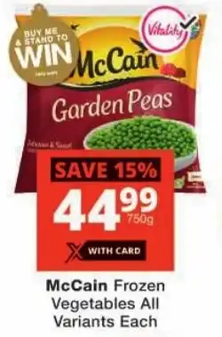Checkers McCain Frozen Vegetables All Variants offer