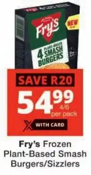 Checkers Fry's Frozen Plant-Based Smash Burgers/ Sizzlers offer