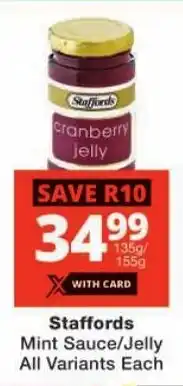 Checkers Staffords Mint Sauce/ Jelly All Variants offer